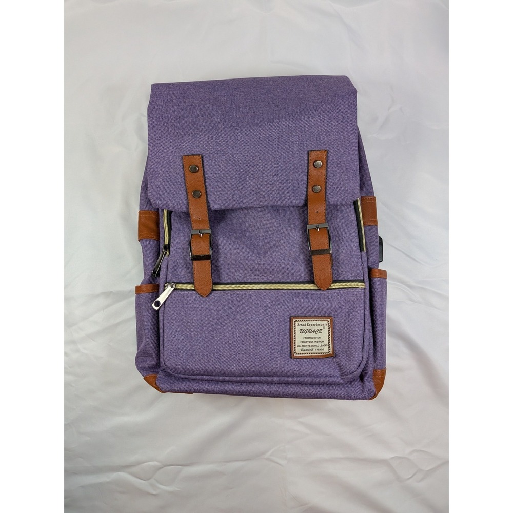 Purple Laptop Backpack with Contrast Trim - Unbranded